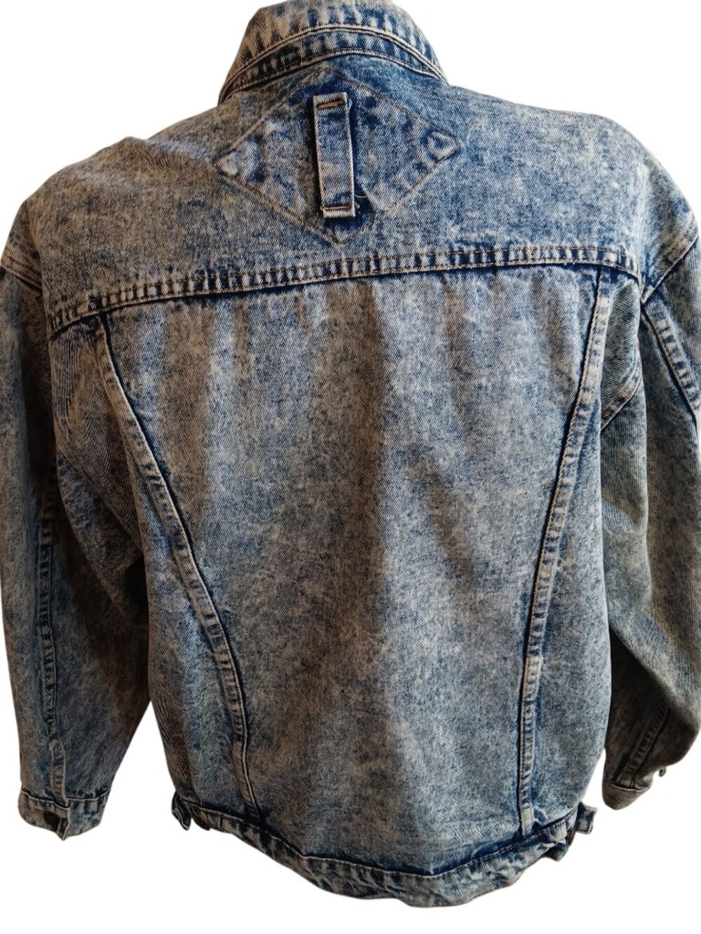 True Vintage Acid Wash Jacket 1980s Denim New Wave Preppy Canyon River Blues - Picture 4 of 10